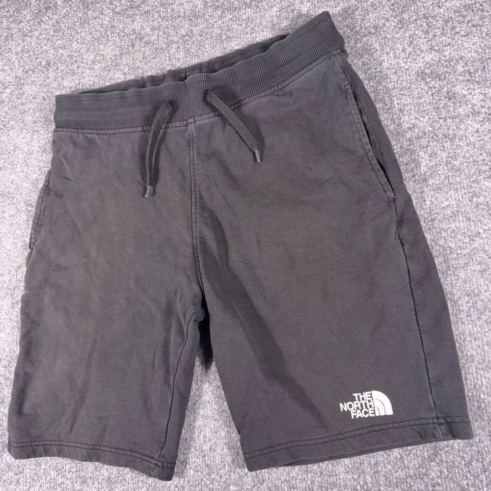 The North Face Mens Distressed Sweat Shorts Black Cotton Drawstring Logo Large